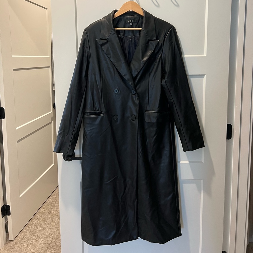 Women's Black Double-Breasted Trench Coat
